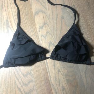 Black Malibu Ruffled Triangle Bikini Top
